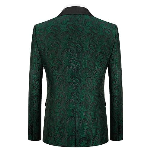 KUDMOL Mens Slim Fit Paisley Tuxedo Suit Prom Night One Button Blazer Vest Pants Set