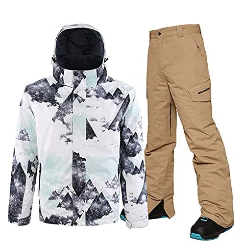 YEEFINE Men's Waterproof Snowsuit for Winter Skiing and Snowboarding