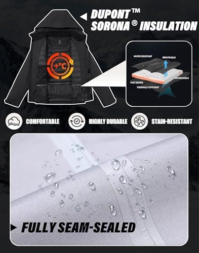 Pioneer Men's Waterproof Insulated Ski Jacket for Winter Snowboarding