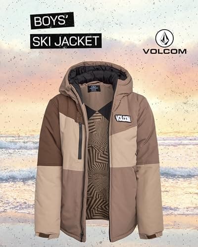 Volcom Boys' Heated Full Zip Hooded Parka - Color-Blocked Winter Jacket (8-20)