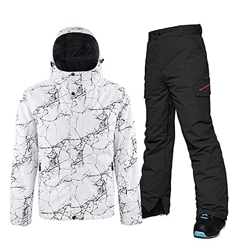 YEEFINE Men's Waterproof Snowsuit for Winter Skiing and Snowboarding