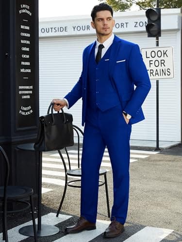 Saruit Men's Slim Fit 3-Piece Tuxedo Set for Prom and Weddings