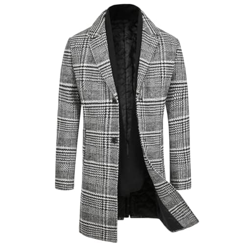 WULFUL Men's Slim Fit Wool Trench Coat Winter Coat
