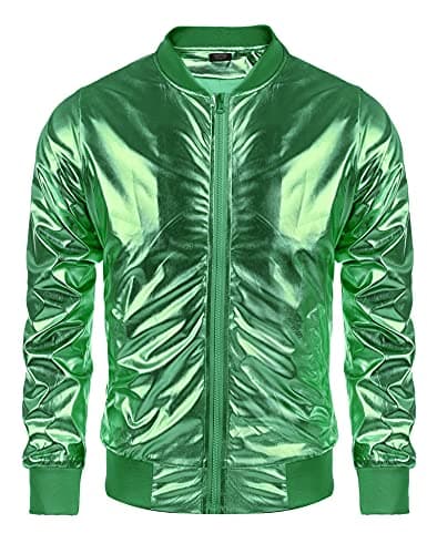 COOFANDY Men's Metallic Varsity Jacket