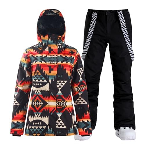 GSOU Women's Waterproof Snowsuit Ski Jacket and Pants Insulated Warm Winter Snowboarding