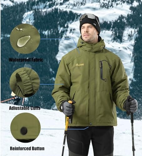 BOWOXO Men's Waterproof Winter Ski Jacket for Hiking
