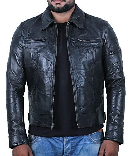Laverapelle Men's Genuine Lambskin Leather Black Biker Jacket