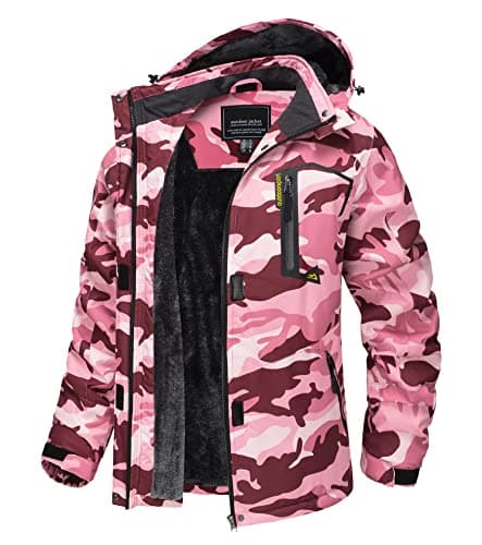 TACVASEN Women's Winter Waterproof Ski Jacket with Hood and Fleece Liner
