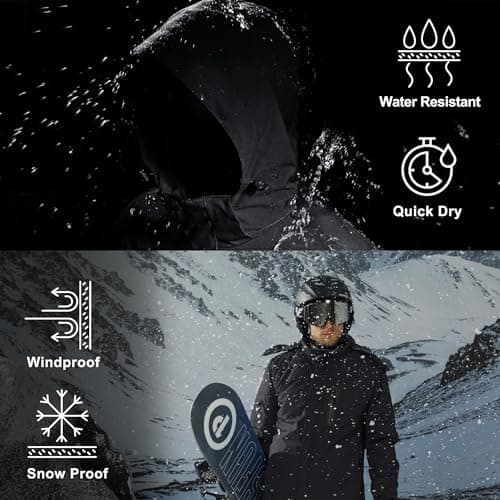 MAGCOMSEN Men's Water Resistant Winter Ski Snow Rain Jacket with Hood