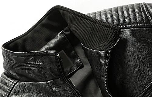 Youhan Men's Casual Slim Bomber Faux Leather Jacket