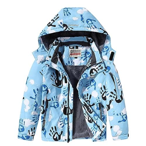WULFUL Boys' Waterproof Fleece Hooded Ski Jacket