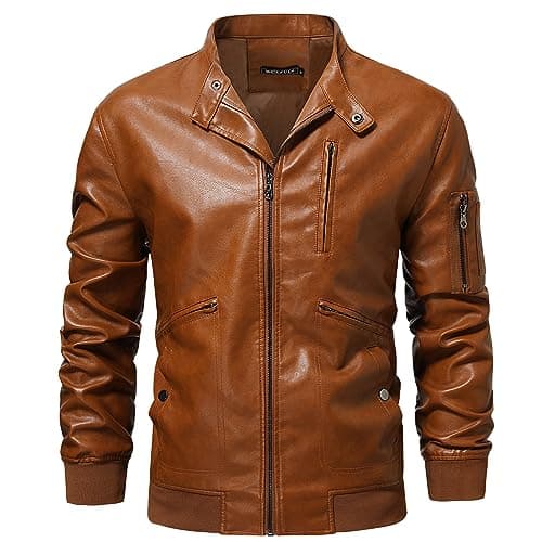 Men's Faux Leather Bomber Jacket