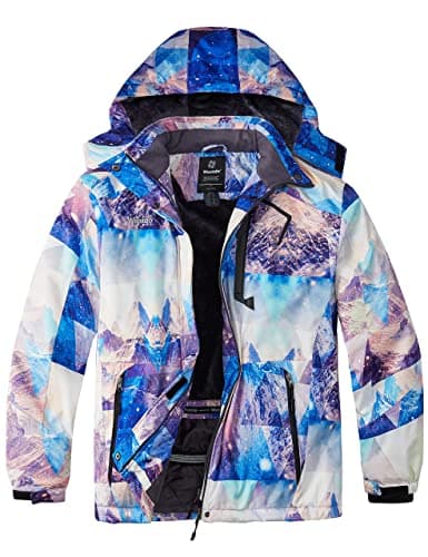 wantdo Women's Plus Size Waterproof Ski Jacket Winter Warm Hooded Coat