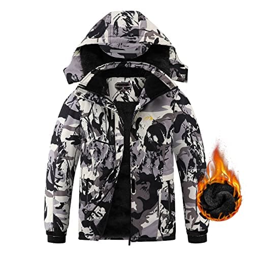 COOKFIP Kids' Waterproof Fleece Winter Snow Coat Windproof Hooded