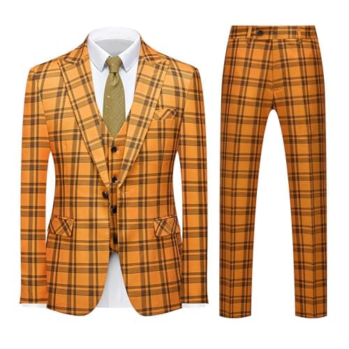 Slim Fit Plaid Suit Set for Men - Perfect for Wedding, Prom, Business