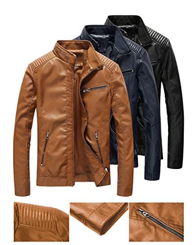Black Men's Lightweight Leather Jacket for Motorcycling