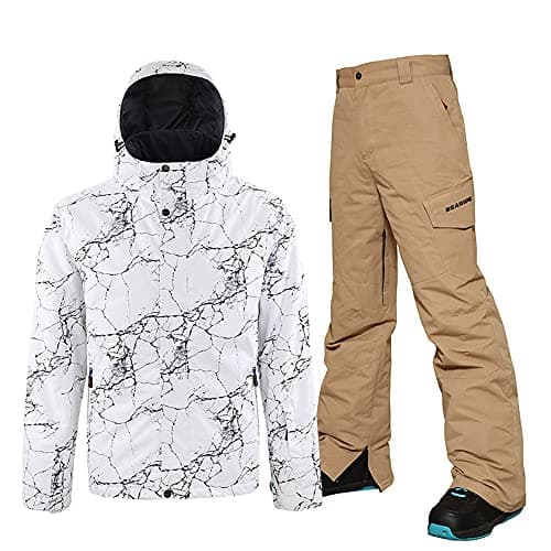 YEEFINE Men's Waterproof Snowsuit for Winter Skiing and Snowboarding