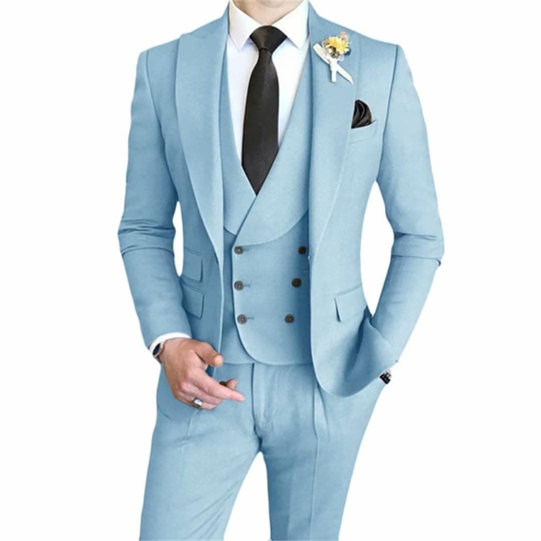 AufewB Men's Elegant Solid One-Button Slim Fit Party Suit Set