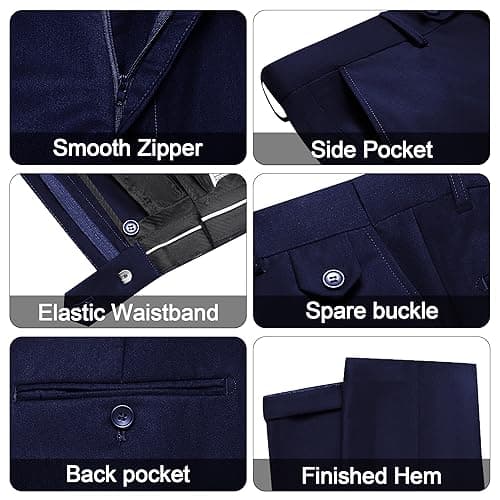 MAGE Men's Slim Fit Tuxedo Suit 3-Piece Set for Weddings and Proms