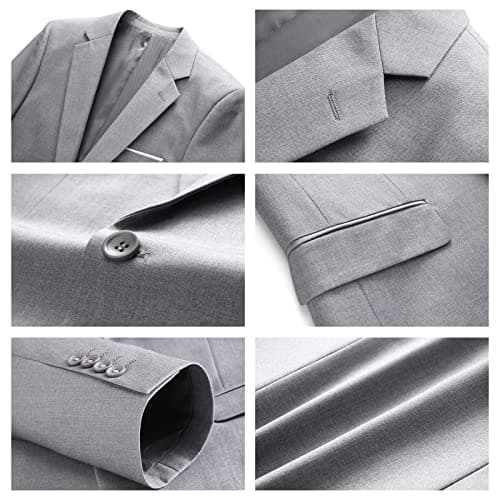 KUDMOL Mens Slim Fit 2-Piece Solid Casual Suit Jacket & Pants Set