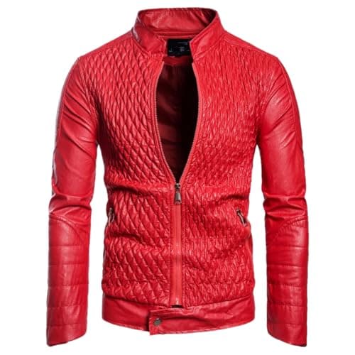 Stylish Men's Slim Leather Biker Jacket with Zipper
