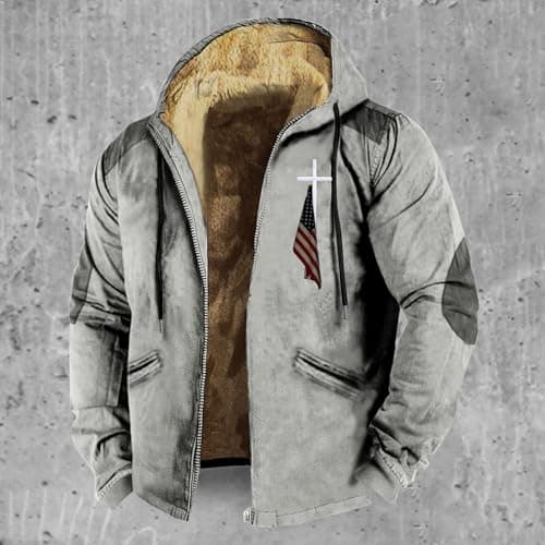 Men's White and Red Winter Trench Coat XL Talls