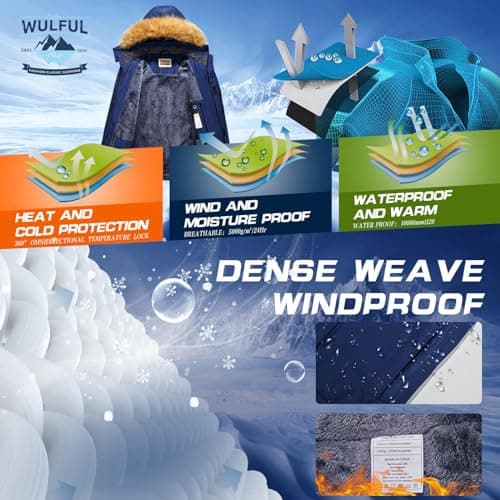 WULFUL Men's Waterproof Ski Jacket for Warm Winter Snow Sports
