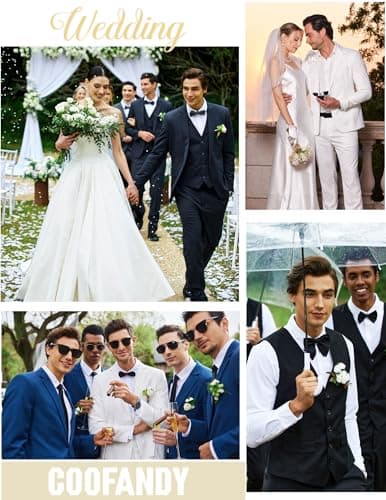 COOFANDY Men's 3 Piece Slim Fit Wedding Suit Set Groom Tuxedo