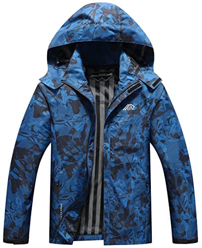 OTU Men's Lightweight Waterproof Hooded Rain Jacket for Hiking Travel