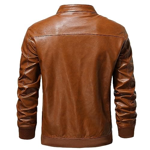 Men's Faux Leather Bomber Jacket