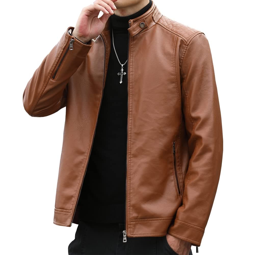Men's Casual Faux Leather Motorcycle Jacket