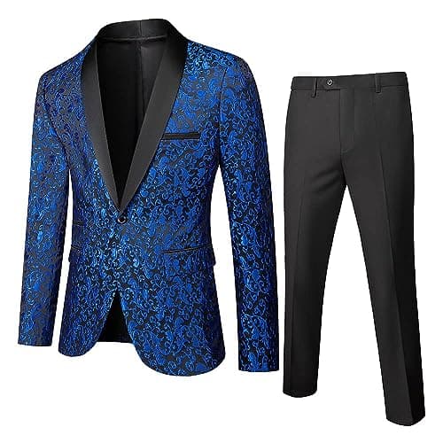 Cloudstyle Men's 2-Piece Floral Jacquard Suit