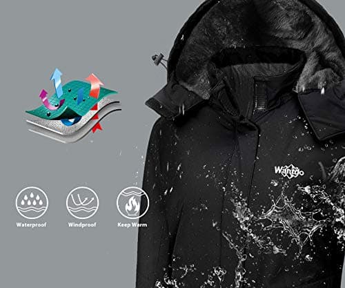 wantdo Women's Waterproof Winter Ski Coat Warm Windproof Snow Fleece Raincoat