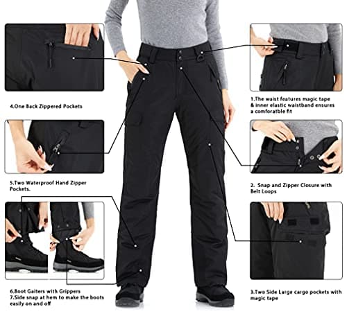 WULFUL Women's Waterproof Insulated Ski Pants