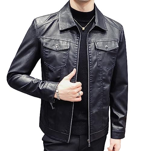 Men's Slim Fit Faux Leather Motorcycle Jacket