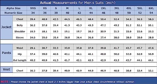 Wangyue Men's Slim Fit 3 Piece Suit Set