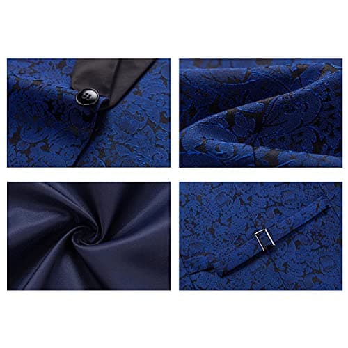 Kudoro Mens Slim Fit 3 Piece Tuxedo Suit Set for Prom Wedding Paisley Jacket Pants
