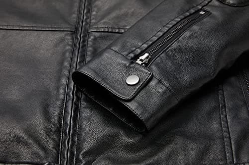Men's Stand Collar Leather Motorcycle Jacket