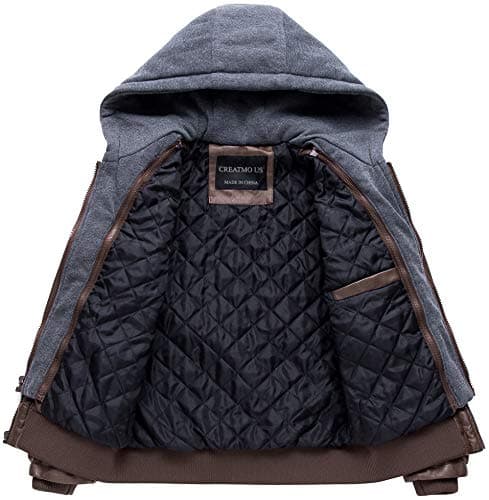 CREATMO US Men's Faux Leather Motorcycle Jacket Waterproof Windproof PU Moto Vintage Bomber Hoodie
| CREATMO US Men's Faux Leather Jacket with Removable Hood Vintage Moto Windproof PU Bomber
| CREATMO US Men's Faux Leather Moto Jacket Waterproof Win