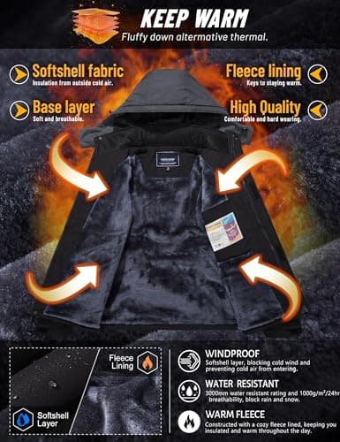 TACVASEN Men's Winter Water-Resistant Fleece Snow Ski Military Tactical Parka Jacket Raincoat