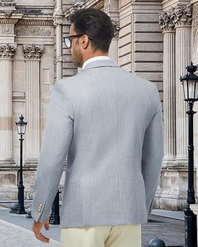 WULFUL Men's Regular Fit Linen Cotton Blazer with Pockets