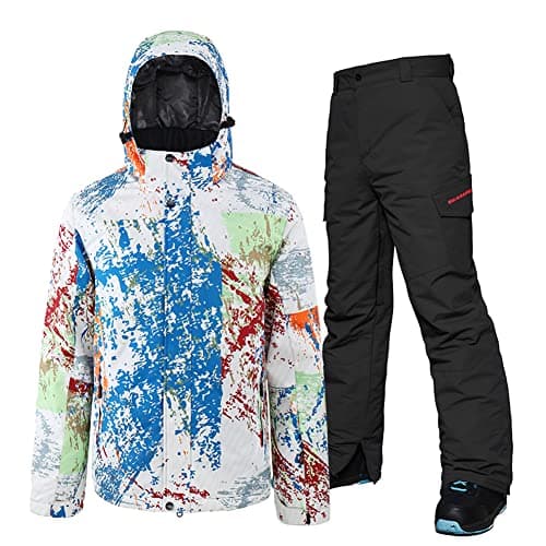 YEEFINE Men's Waterproof Snowsuit for Winter Skiing and Snowboarding