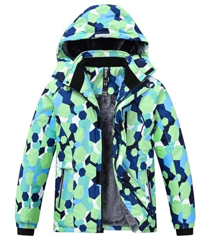 MoFiz Boys Waterproof Winter Hooded Ski Jacket with Zip Pockets