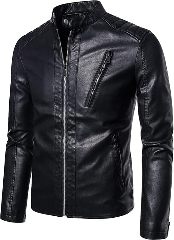 Men's Faux Leather Motorcycle Jacket
