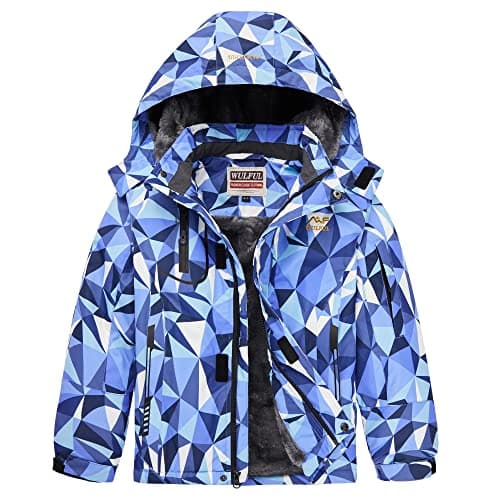 WULFUL Boys' Waterproof Fleece Hooded Ski Jacket