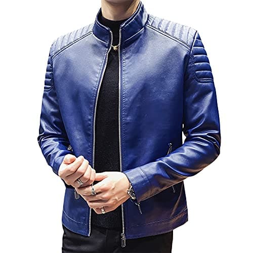 Womley's Men's Casual Slim Fit Faux Leather Biker Jacket