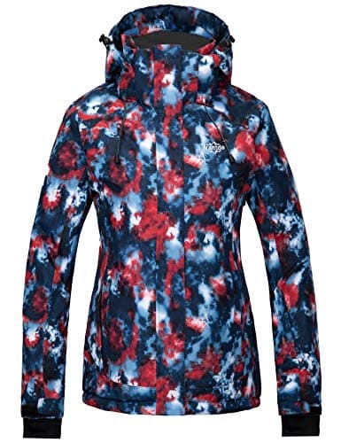 wantdo Women's Waterproof Ski Jacket Colorful Printed Warm Winter Parka
