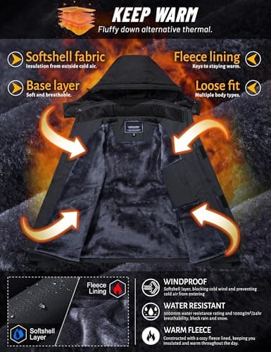 TACVASEN Men's Winter Insulated Snowboard Jacket with Hood