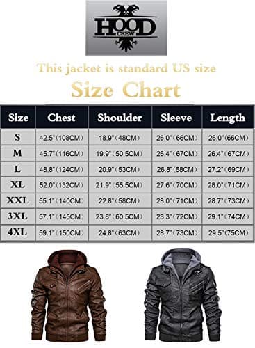 Men's Faux Leather Bomber Jacket with Removable Hood