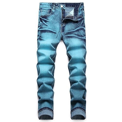 Men's Slim Fit Stretch Jean Blue Or Black Comfortable Soft Ripped Pants Demin
